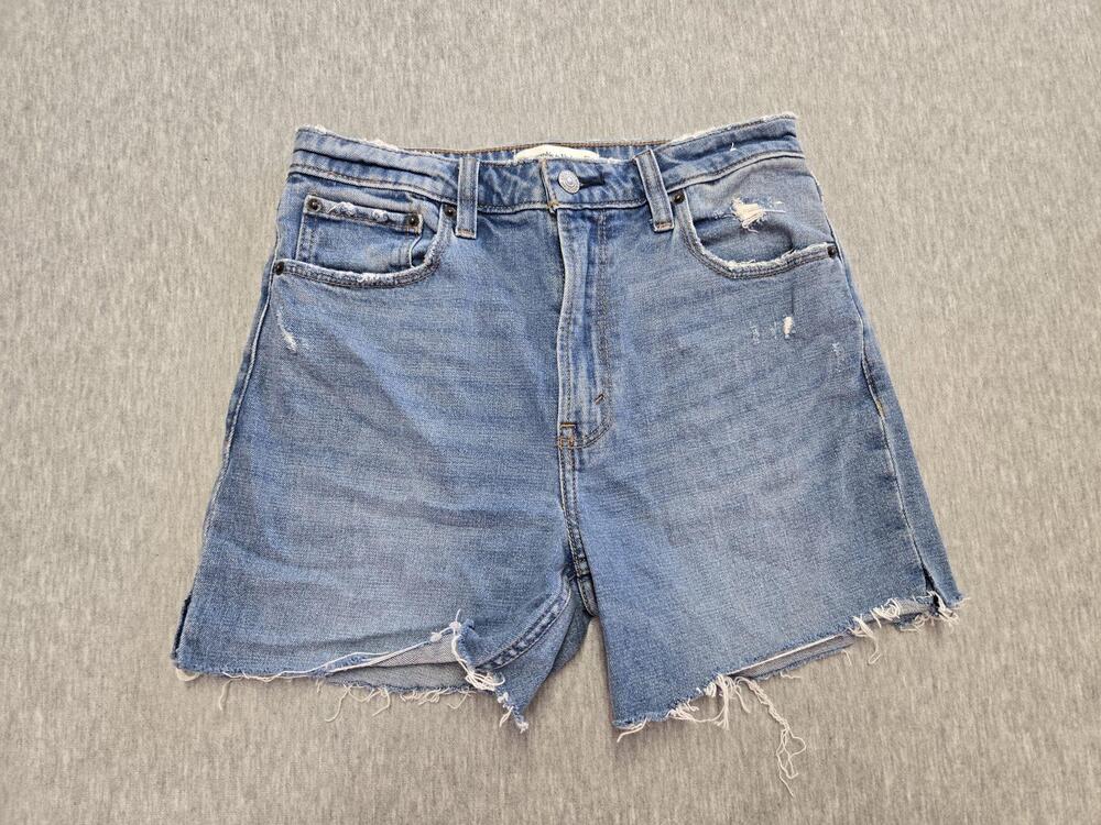 Abercrombie & Fitch Shorts Womens 4 Blue High Rise Cutoff Denim Curve Love